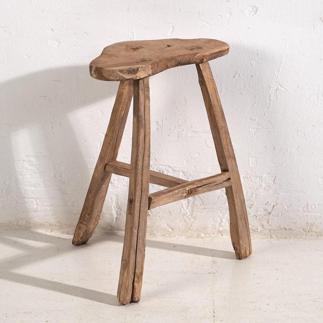Wood Antique Chinese Elm Stool, 1900s For Sale - Image 7 of 7