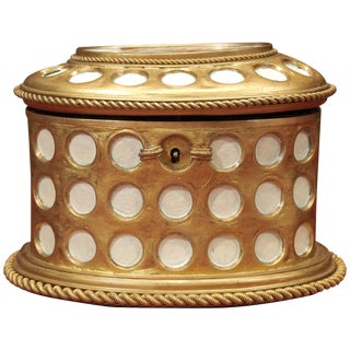 Charles X Gilt and Mosaic Jewelry Box, Signed "Tahan, Paris" For Sale