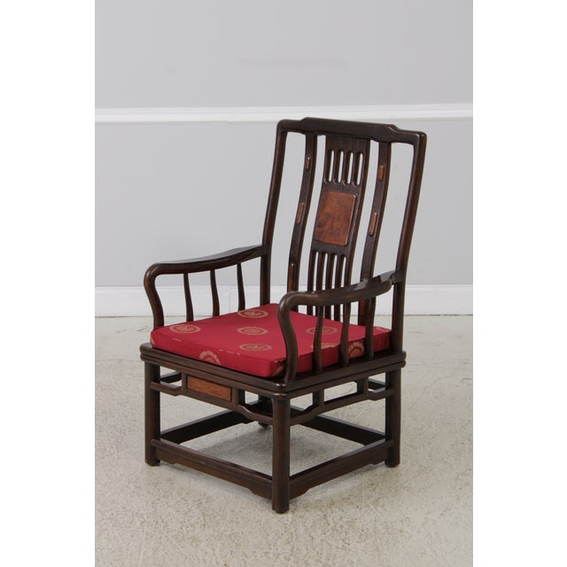 Chinese Pair Vintage Chinese Rosewood Armchairs For Sale - Image 3 of 13