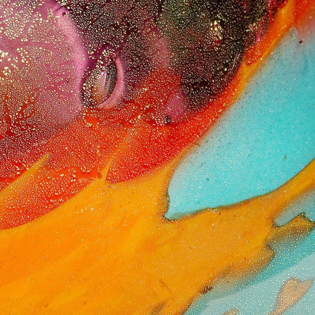 Glass Murano Vintage Painterly Oriente Design Gold Flecks Italian Art Glass Abstract Double Spout Flower Vase For Sale - Image 7 of 10