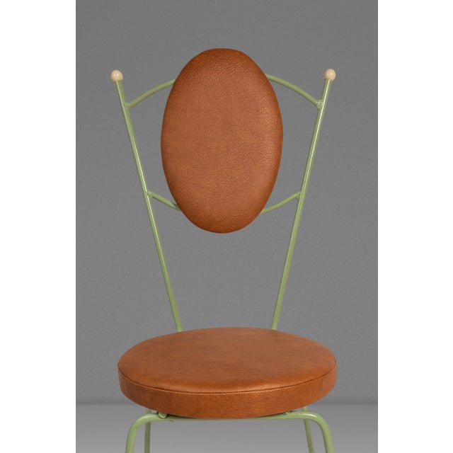 Set of Two (2) Mid-Century Modern Italian Outdoor Patio / Bistro Chairs in Wrought Iron & Vinyl, Usa, C. 1960s For Sale - Image 12 of 18