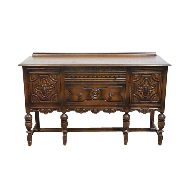 Gothic Bernhardt Furniture Solid Walnut Gothic Jacobean Style 60" Sideboard Buffet 225-105 For Sale - Image 3 of 15