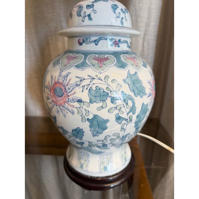 1980s Chinoiserie Pastel Palette Lamp For Sale In Miami - Image 6 of 6