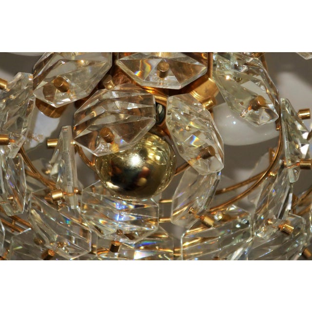 Gold-Plated Brass and Faceted Glass Chandelier from Kinkeldey, 1960s For Sale - Image 11 of 12