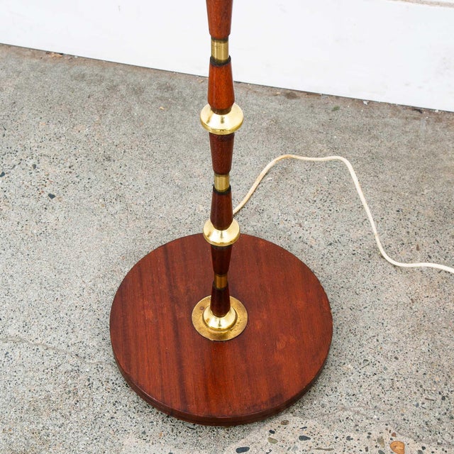 Mid Century Modern Danish Solid Teak Floor Lamp Stacked Brass MCM Denmark