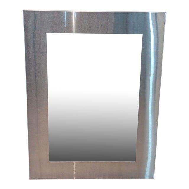 Room & Board Stainless Framed Wall Mirror For Sale