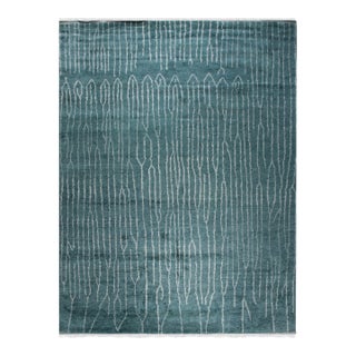5x8 Beautiful Celia Green Geometric Contemporary Hand Knotted Wool Carpet Rug For Sale