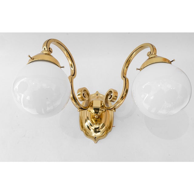 Historistic Wall Lamps with Opal Glass Shades, Vienna, 1890s, Set of 3 For Sale - Image 9 of 18