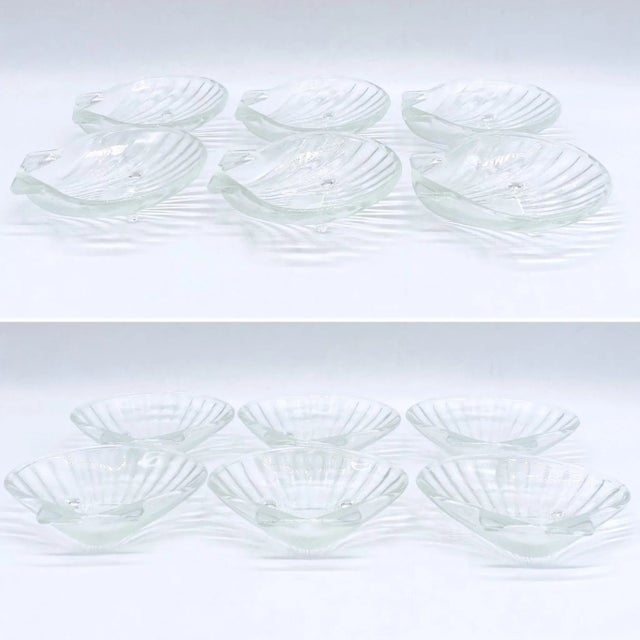 Vintage Transparent Glass Clam Shell Bowls – Coastal Serving Set of 7 For Sale In Houston - Image 6 of 12