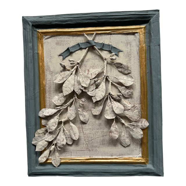 Three-Dimensional Papier Mache' Botanical Art in Papier Mache Frame For Sale