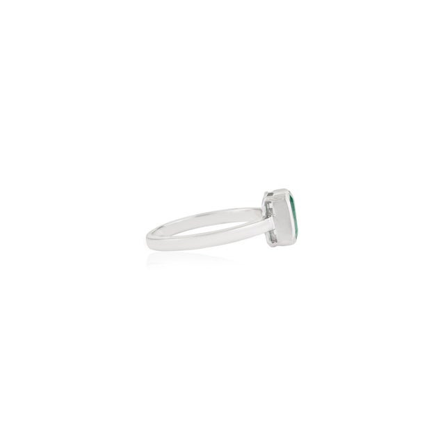 Not Yet Made - Made To Order 0.57 Carat Natural Emerald Classic Solitaire Ring in 925 Silver- Size 7 For Sale - Image 5 of 10