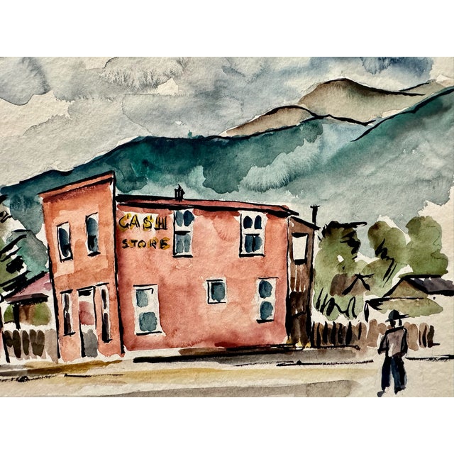 Rustic Henry Emil Salloch Original Watercolor on Paper Villa Grove, Colorado. 1958. For Sale - Image 3 of 8