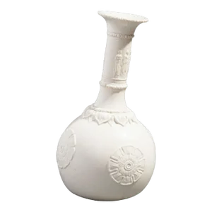 English Salt Glazed White Stoneware Water Bottle by g.r. Booth & Co, 1839-1844