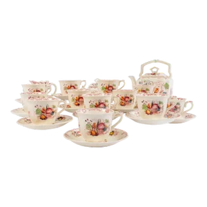 Vintage Mason's Ironstone Coffee/Tea Service Set - Fruit Basket Pattern- 27 Pieces