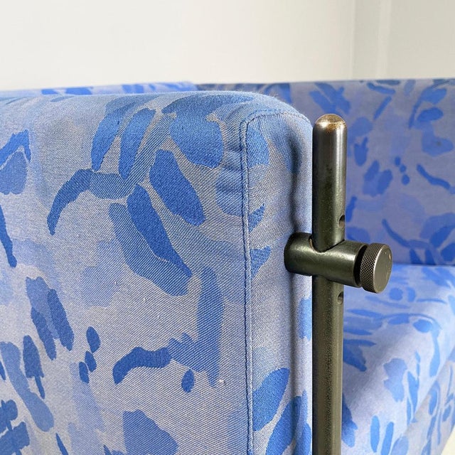 Italian Modern Blue Fabric Felix Armchair attributed to Burkhard Vogtherr for Arflex, 1980s For Sale - Image 11 of 16