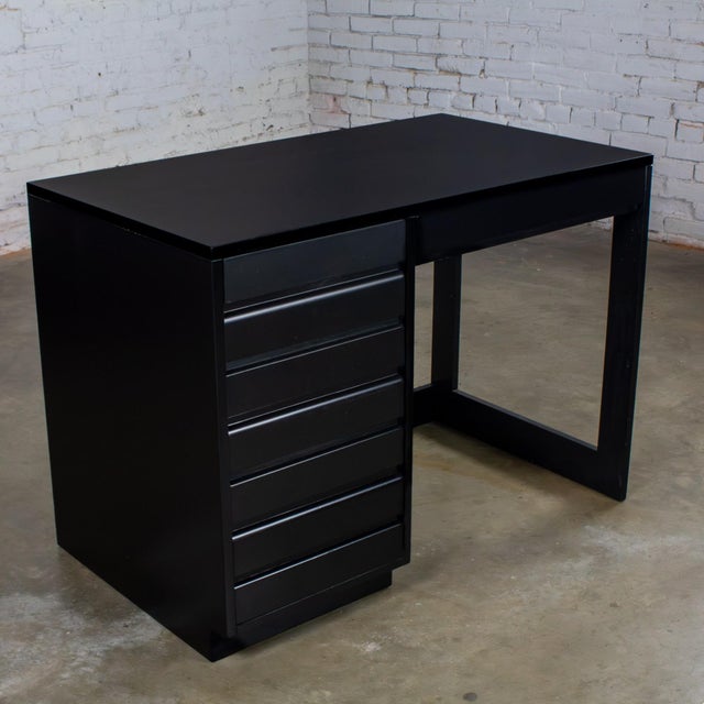 Fabulous vintage MCM (a.k.a.) Mid-Century Modern Cross Country Line desk by Sligh Furniture composed of a black painted...