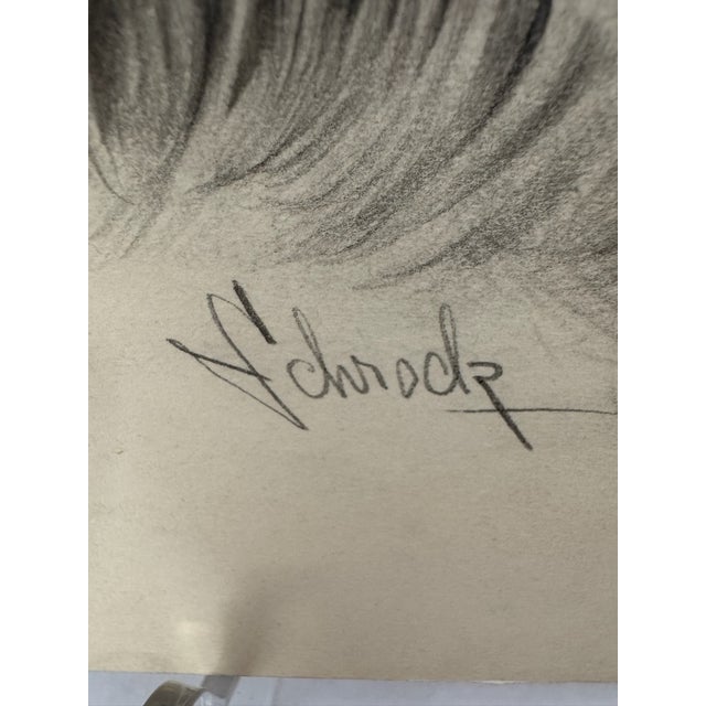 1940s 1940s Original Signed Graphite Illustration of Young Girl Holding Cat, 11.5 × 8.75 In. For Sale - Image 5 of 6
