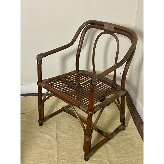 Rattan and Wicker Armchair, 1970s For Sale - Image 9 of 15