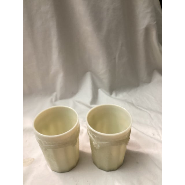 These elegant vintage milk glass tumblers are delightful. Find for any collector. They feature a classic Lincoln swag...
