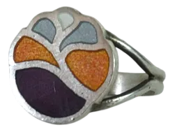 Sterling Silver Ring with Enamel by Ellen Malmer, 1970s