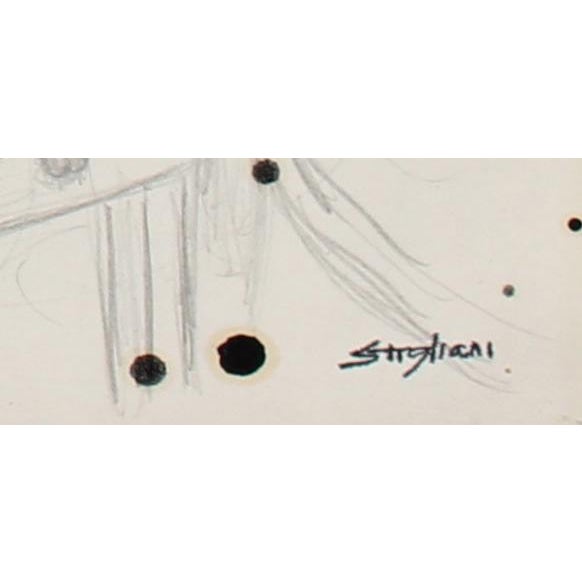 This 1980 ink on paper monochromatic interior scene entitled Where he Grew up as a Boy, is by Pasquale Patrick Stigliani...