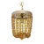 Vintage Amber Glass Beaded Basket Chandelier With Ornate Brass Frame For Sale