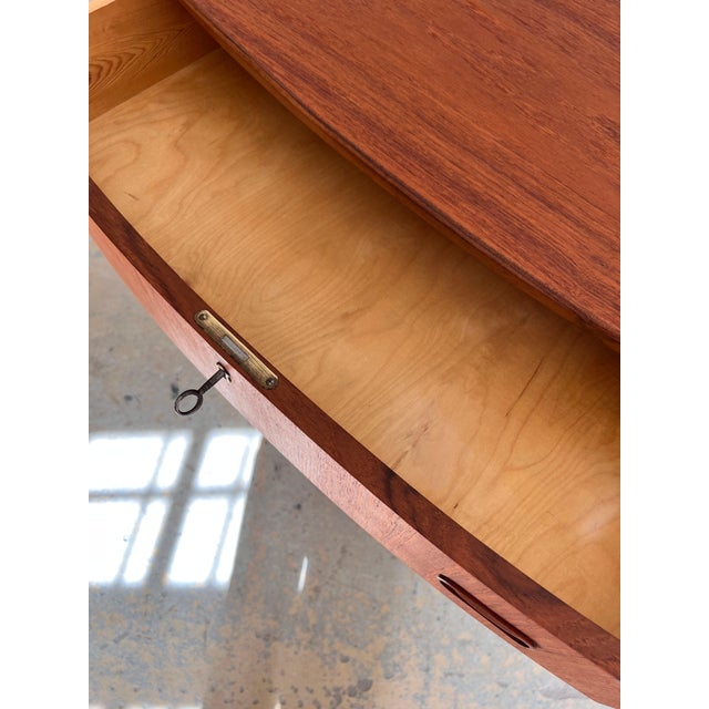 Semi-Circular Teak Chest of Drawers with Lock, 1950s For Sale - Image 6 of 10