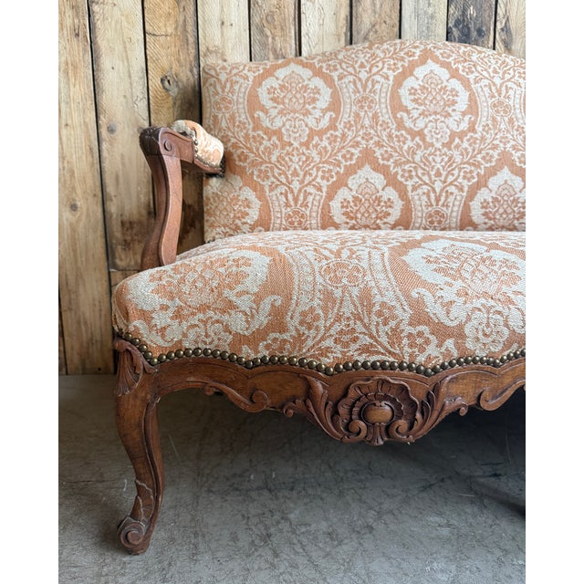 Wood Antique Louis XV Two-Seater Bench For Sale - Image 7 of 10