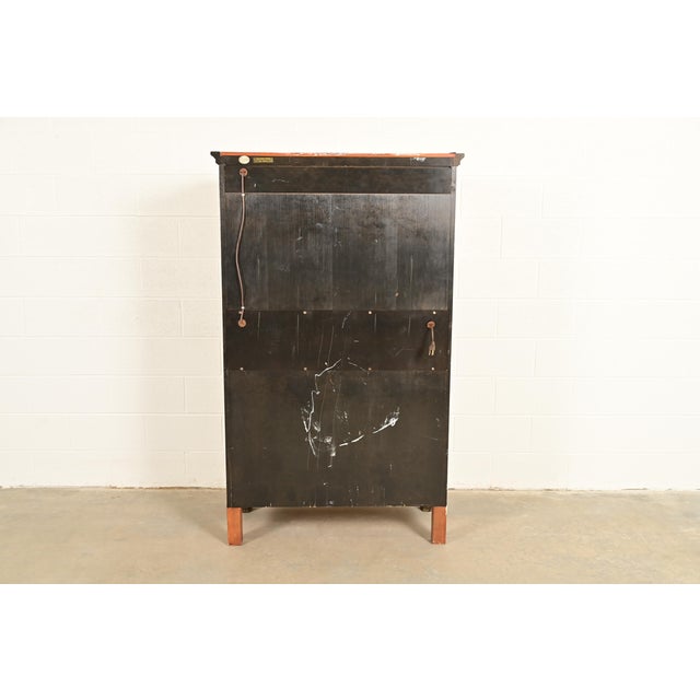 Baker Furniture French Empire Neoclassical Burl Wood Abattant Bar Cabinet, Circa 1980s For Sale - Image 15 of 18