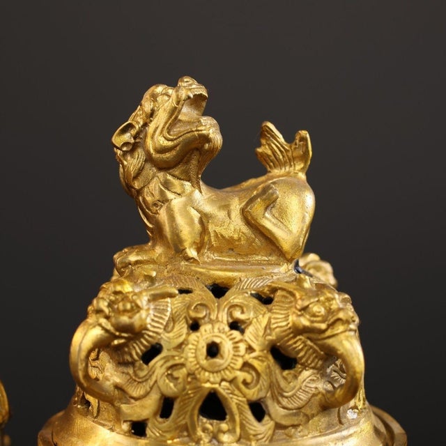 Late 20th Century Cloisonné Enamel Dragon Censer With Gilt Guardian Lion Finial For Sale - Image 10 of 10