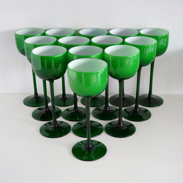 1960s Carlo Moretti Italian Green Cased Glasses- Set of 36 For Sale - Image 13 of 15