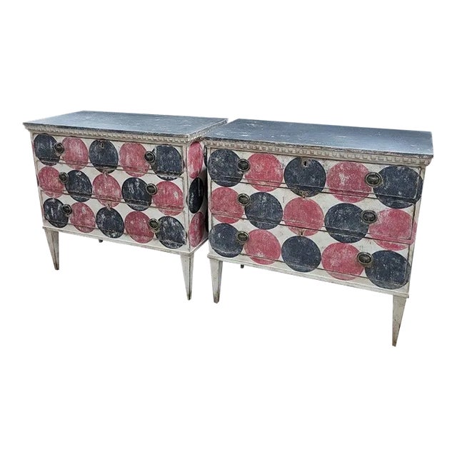 Italian Style Painted Chest of Drawers/Dresser A- Pair Circa 1860 For Sale