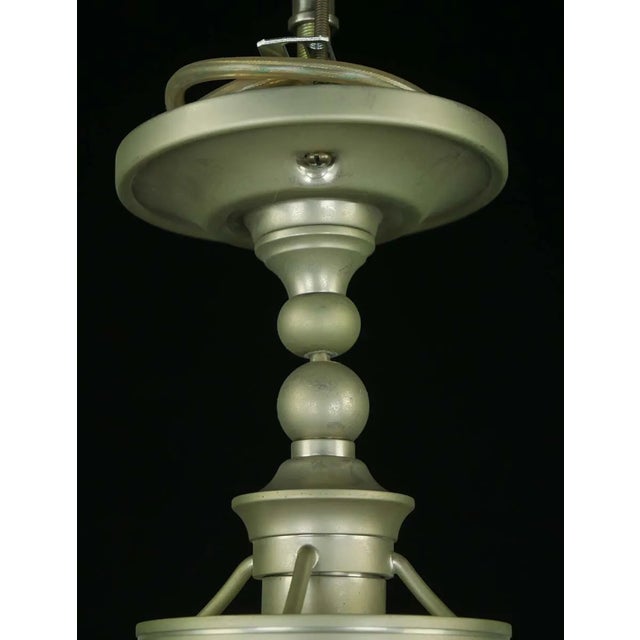 Late 20th Century Modern White Glass & Brushed Steel Semi Flush Mount Light For Sale - Image 4 of 10