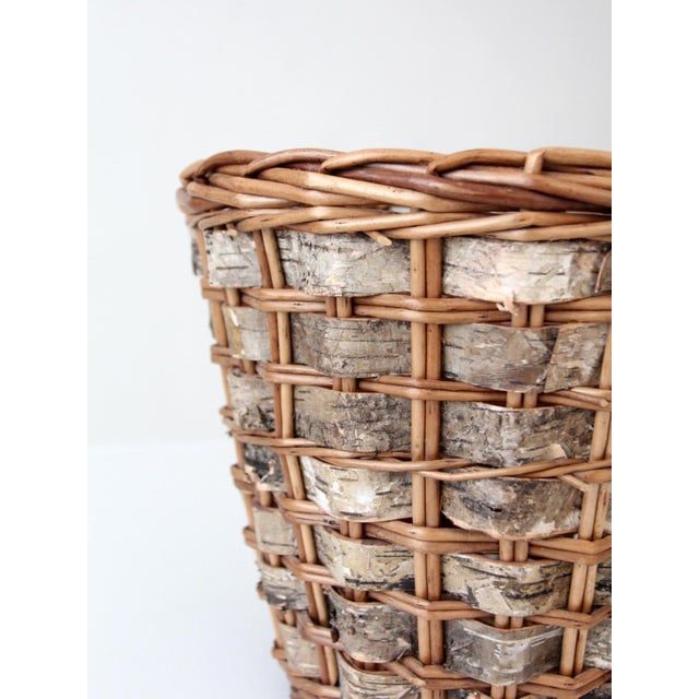 Brown Vintage Birch Bark Basket For Sale - Image 8 of 10