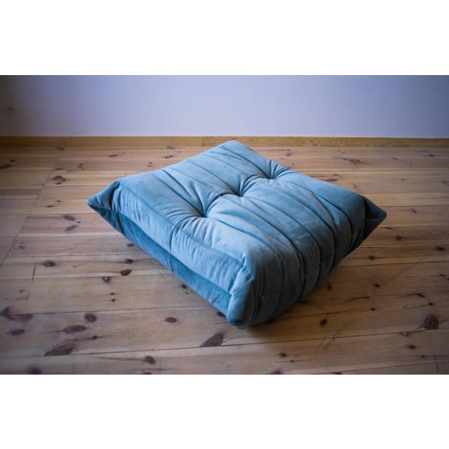 Blue Blue Velvet Living Room Set by Michel Ducaroy for Ligne Roset, 1970s, Set of 5 For Sale - Image 8 of 18