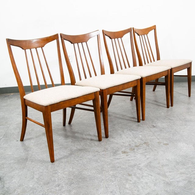 Mid-Century Modern Mid Century Modern Dining Chairs Set 6 Solid Stained Oak Keller Furniture Tan For Sale - Image 3 of 12