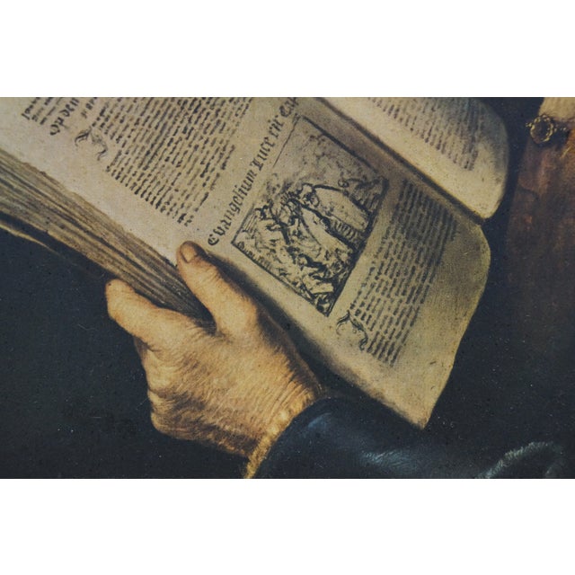 Wood 1976 Old Woman Reading a Lectionary Portrait Print on Board After Gerrit Dou 13", Framed For Sale - Image 7 of 9