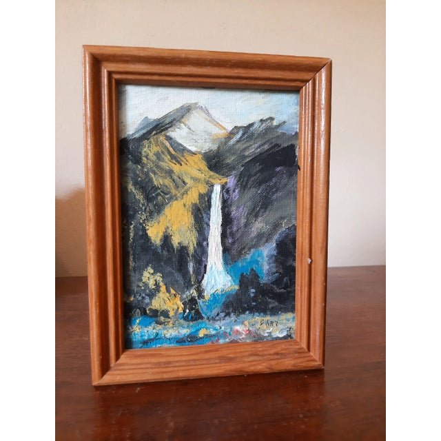 Early 21st Century Waterfall Mountain Painting Centenarian Artist For Sale - Image 5 of 5