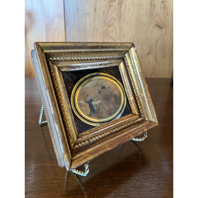 Traditional Circa 1800 Salem Massachusetts Derby Family Watercolor With Black Eglomise & Gilt Details For Sale - Image 3 of 11