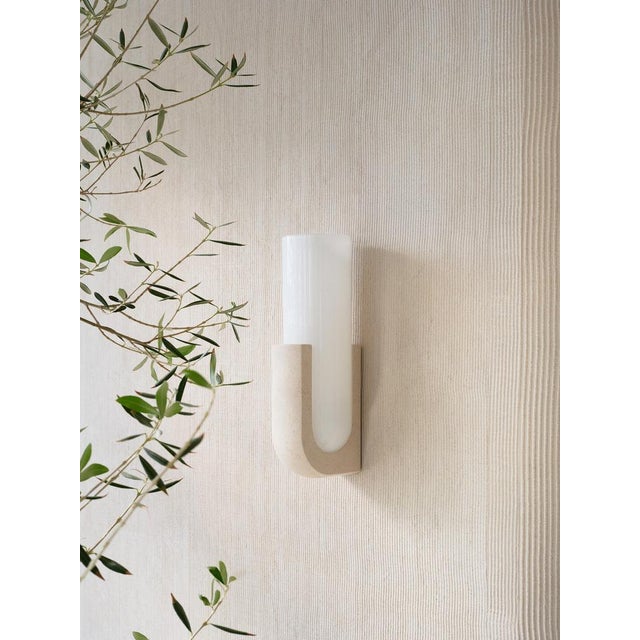 Pluto Sconce in Ceramic Stone and White Glass by Farrah Sit For Sale - Image 6 of 11