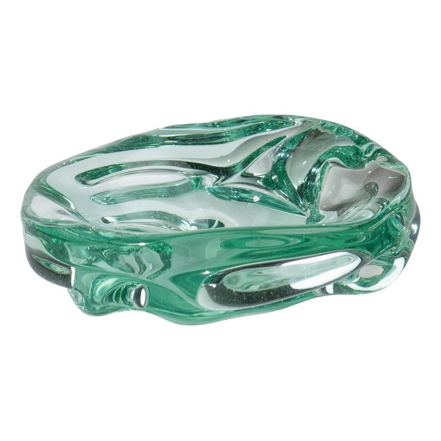 Vintage Green Murano Glass Ashtray by Archimede Seguso for Seguso Vetri Darte, 1940s For Sale
