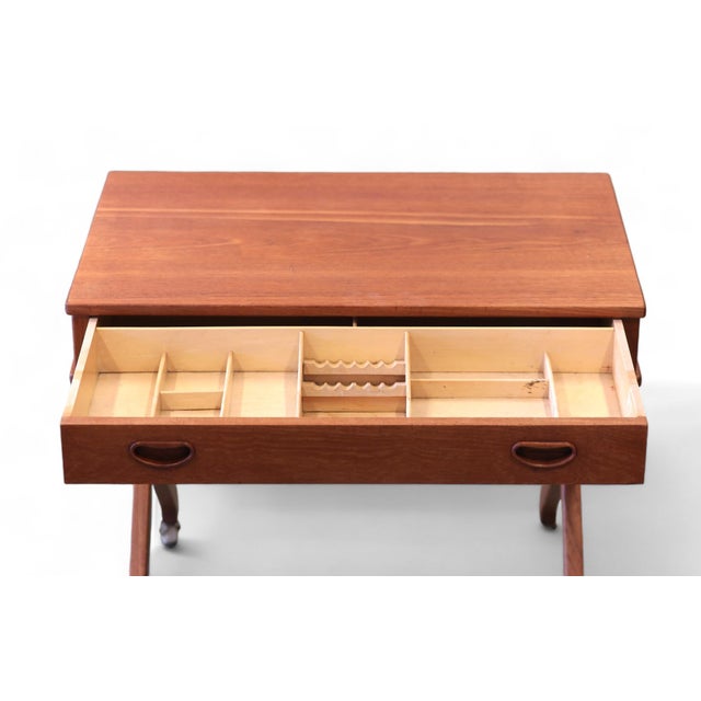 Danish Teak Sewing Table with Drawer, 1960s For Sale - Image 4 of 10
