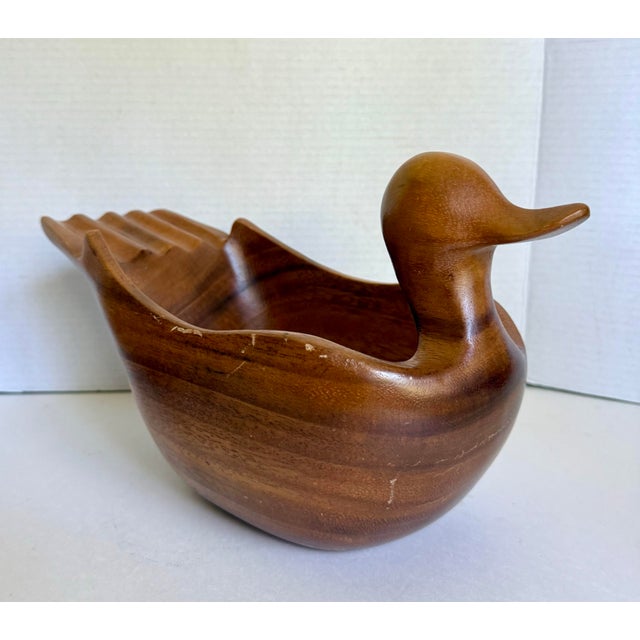 Mid-Century Modern Hand-Carved Wood Duck Salad Bowl Set With Serving Bowl - 9 Pieces For Sale - Image 9 of 12