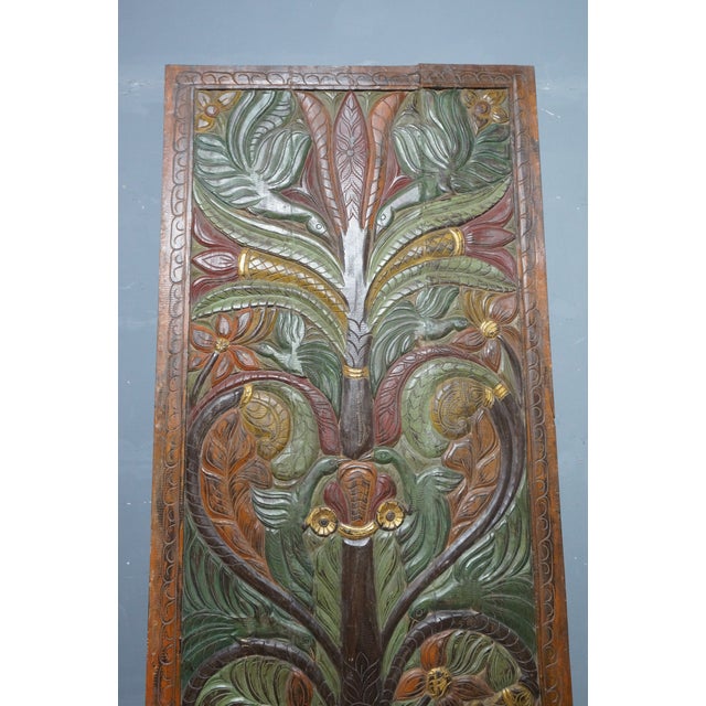 1920s Hand-Painted Tree of Life Wall Panel With Colorful Birds Nature-Inspired Decor 84x36 For Sale - Image 5 of 8