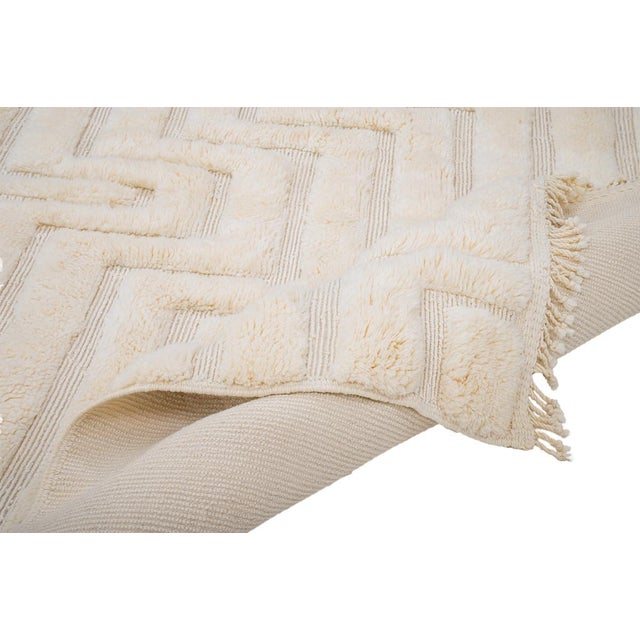 2020s Sculptural Ivory Hand-Knotted Moroccan Wool Rug | 10'8" X 6'11" | One of a Kind For Sale - Image 5 of 8