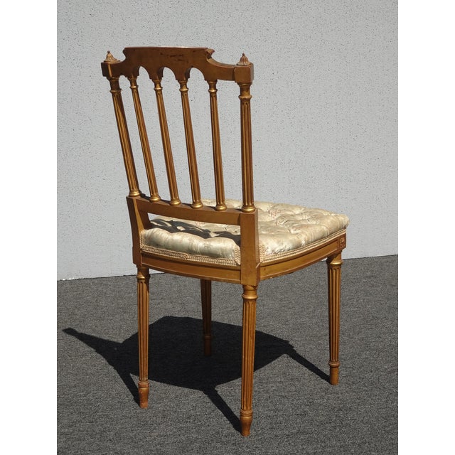 Vintage French Provincial Gold Tufted Accent Chair ~ Vanity Chair For Sale - Image 4 of 12