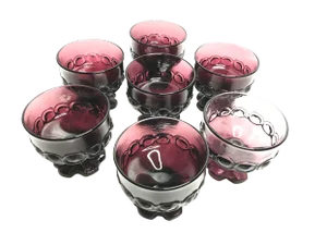 Vintage Tiffin Franciscan Purple Amethyst Footed Glasses - Set of 7