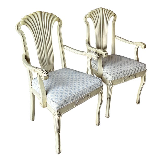 Pair of Gustavian Arm Chairs With Bee Upholstery For Sale