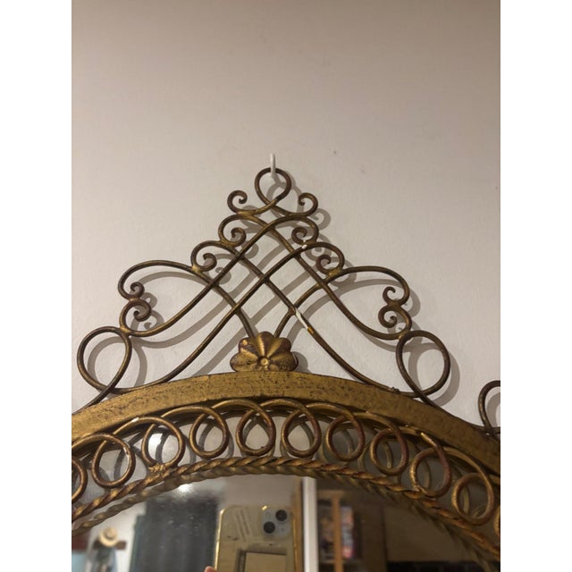 Round Wall Mirror in Gilt Metal with Scrollwork, 1950s For Sale - Image 4 of 7