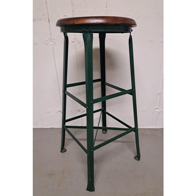 Vintage Angle Steel Factory Stool For Sale In New York - Image 6 of 12
